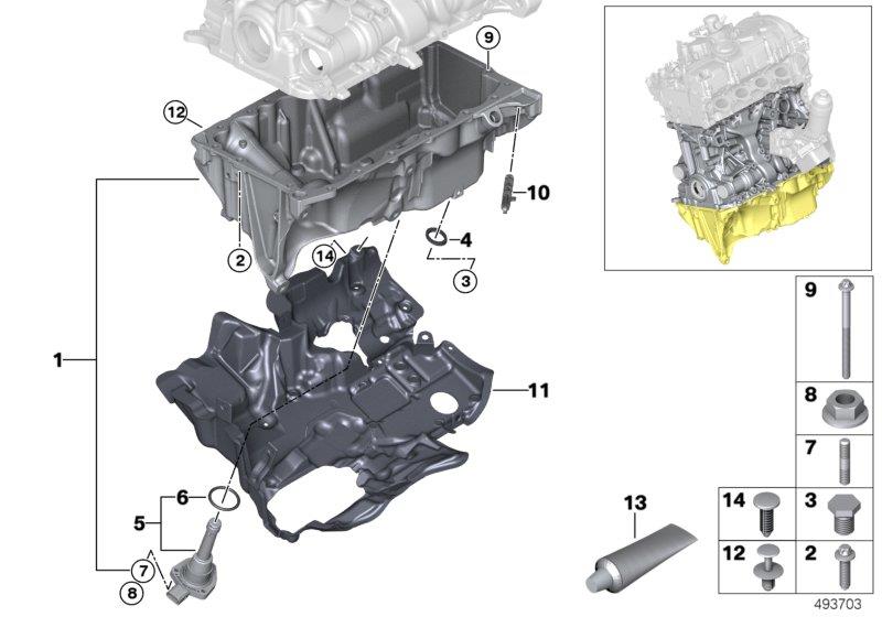 Diagram Oil pan/oil level indicator for your 2020 BMW X3  30eX 