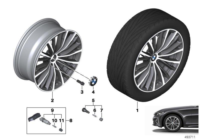 Diagram BMW LA wheel multi-spoke 781 - 18" for your BMW 330e  