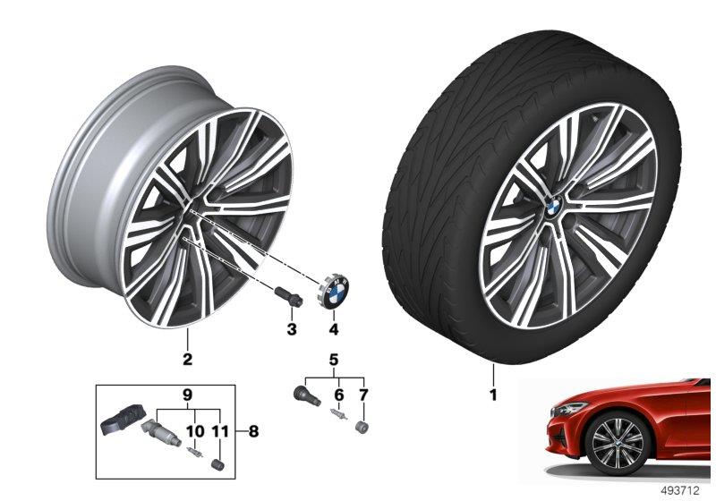 Diagram BMW LA wheel double spoke 782 - 18" for your BMW 330e  