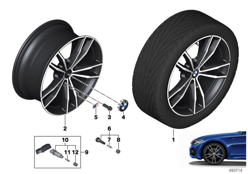 Diagram BMW LA wheel double spoke 791M - 19" for your BMW 330e  