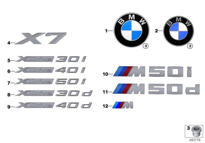 Diagram Emblems / letterings for your 2006 BMW 650i   