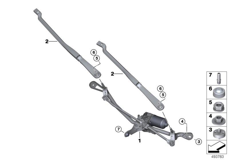 Diagram Single wiper parts for your BMW