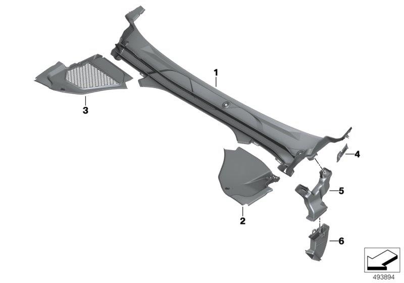 Diagram Trim, windshield cowl, outer for your BMW