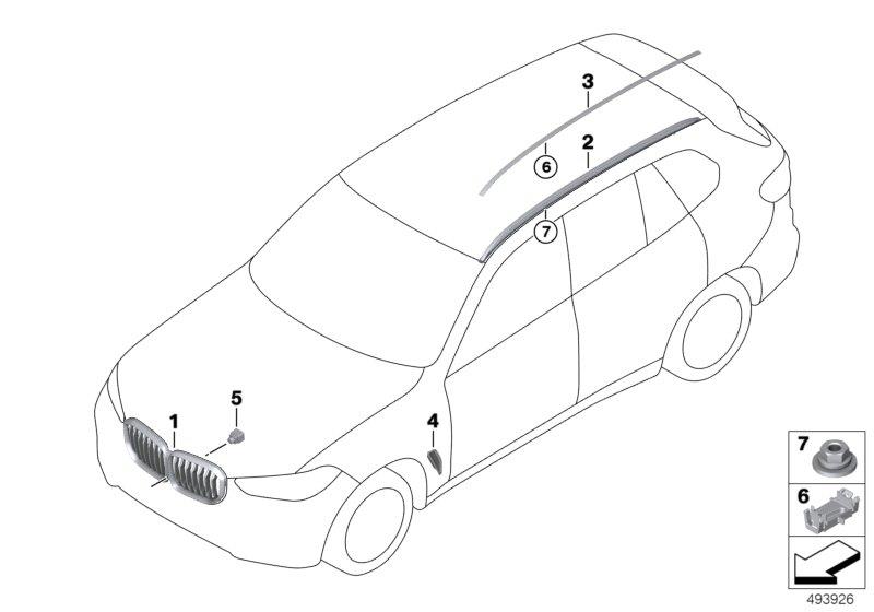 Diagram Exterior trim / grill for your 2013 BMW