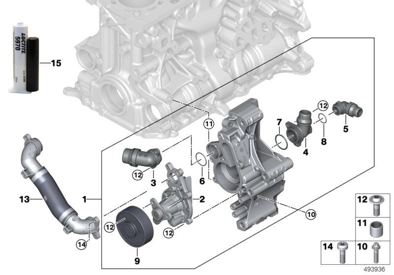 Diagram Cooling system-coolant pump for your 2023 BMW 330iX   