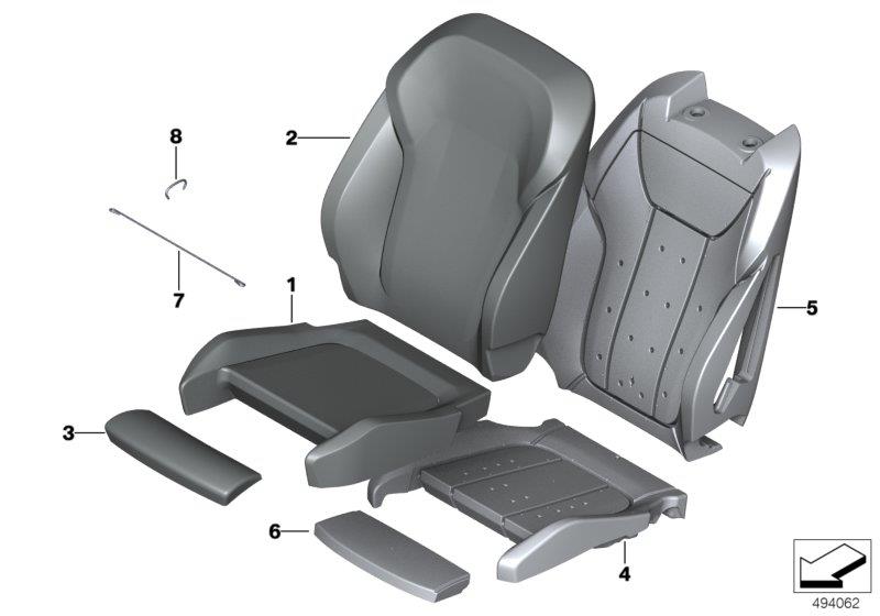 Diagram Seat, front, uphlstry, cover, Sport seat for your BMW