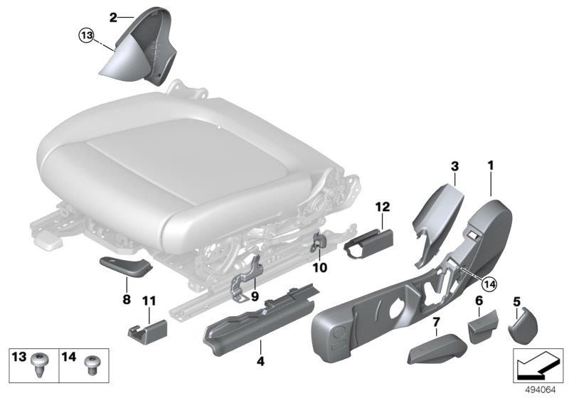 Diagram Seat, front, seat trim, manual for your 2007 BMW M6   