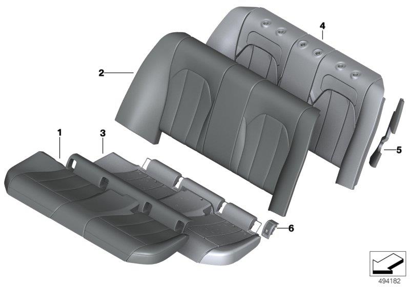 Diagram Seat rear, upholstery & cover base seat for your 2007 BMW M6   