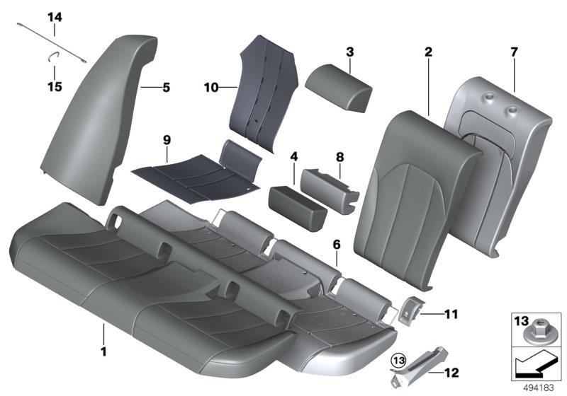 Diagram Seat, rear, uphlstry/cover, load-through for your 2006 BMW M6   