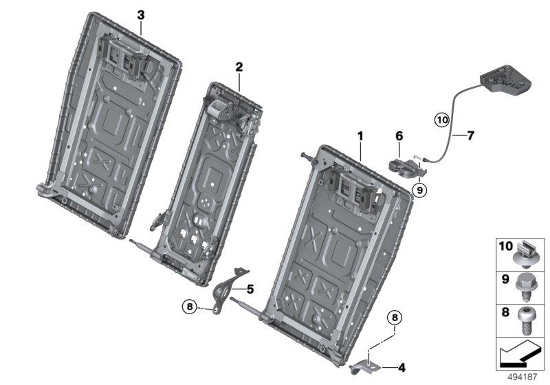 Le diagramme Siège arrière cadre de siège pass.charg. pour votre BMW