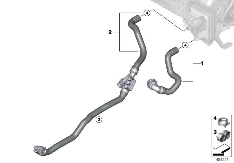 Diagram Cooling water hoses for your BMW