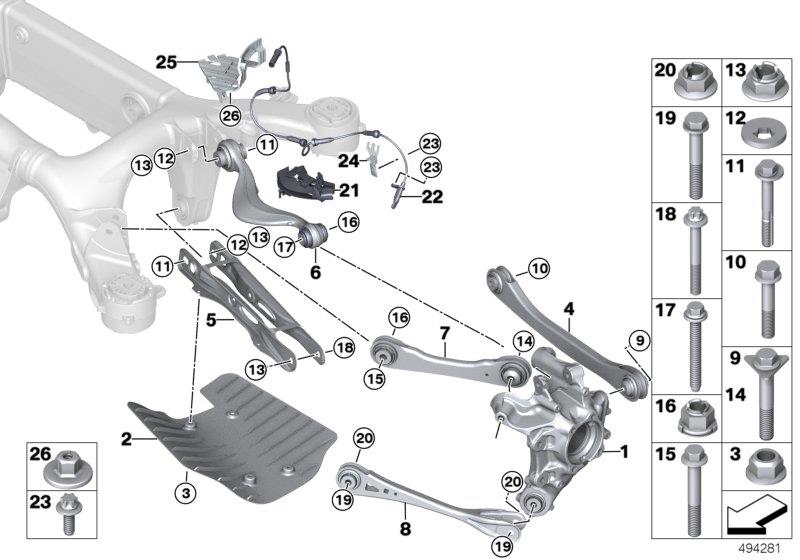 Le diagramme Cadre auxiliere arriere/suspension roues pour votre BMW