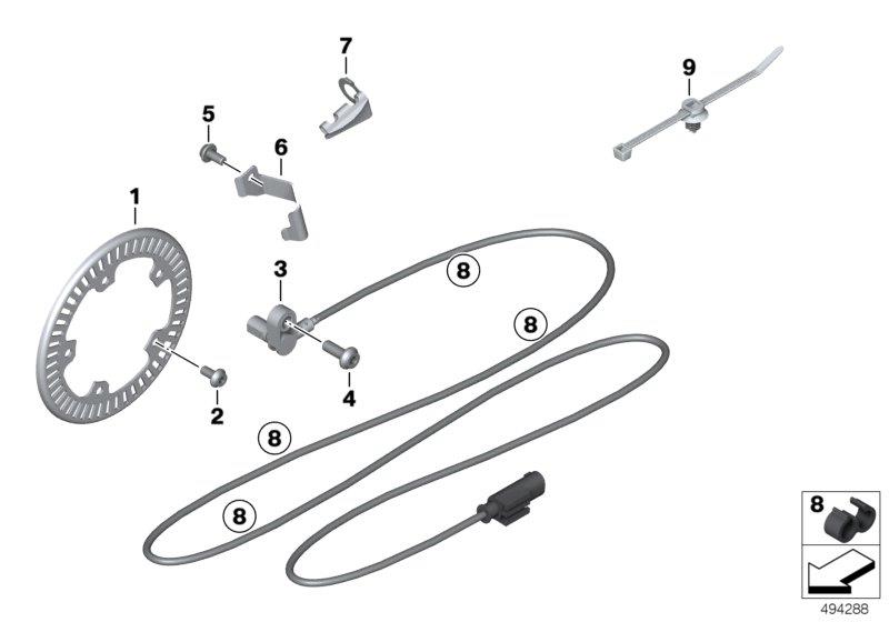 Diagram Front wheelspeed sensor for your 2014 BMW R1200R   