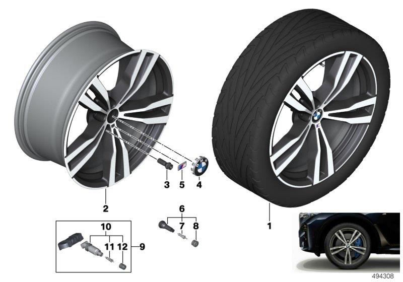 Diagram BMW LA wheel double spoke 754M - 21" for your BMW