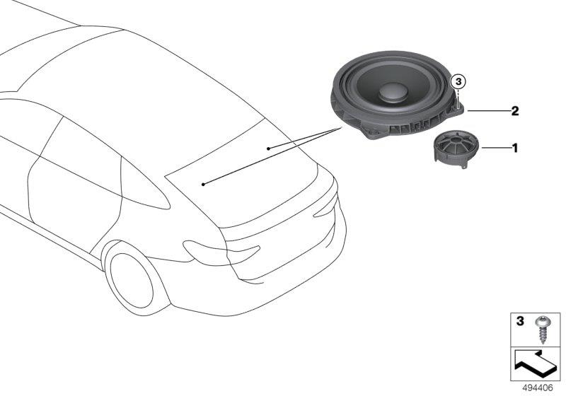 Diagram Single parts, Top HiFi system, rear for your 1988 BMW M6   