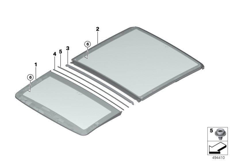 Diagram Panorama glass roof glass panel for your BMW