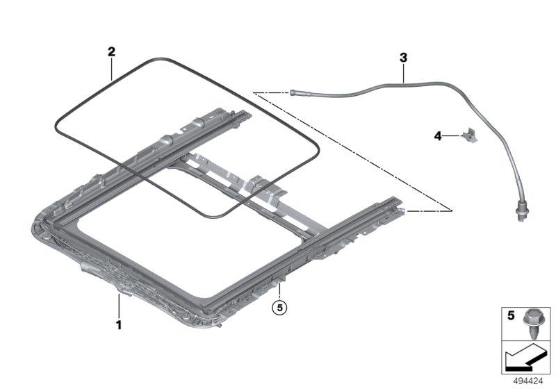 Diagram Sliding lifting roof frame for your BMW