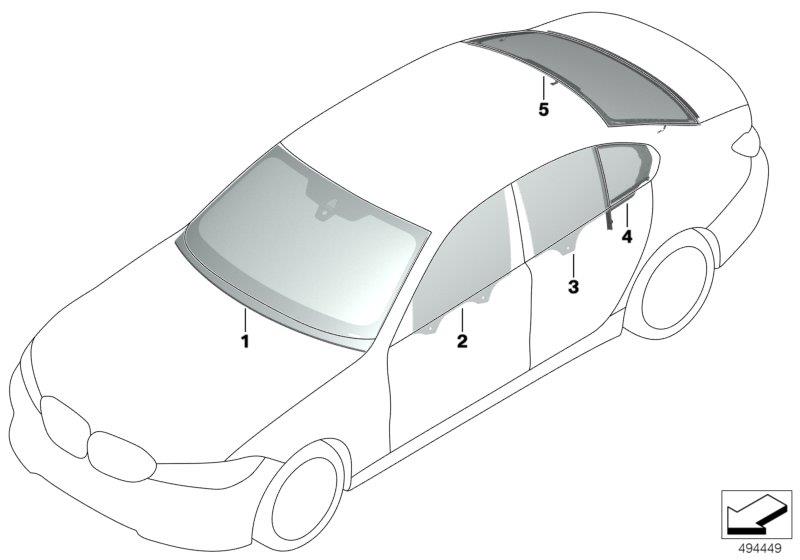 Diagram Glazing for your 2019 BMW 330iX   
