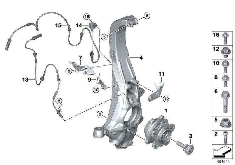 Diagram Carrier / wheel bearing, front for your BMW