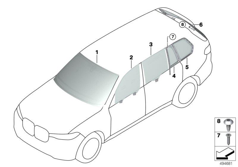Diagram Glazing for your 2023 BMW M4   