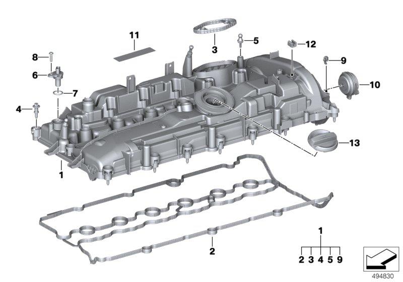 Le diagramme Couvre culasse/Pièces de montage pour votre BMW 540iX  
