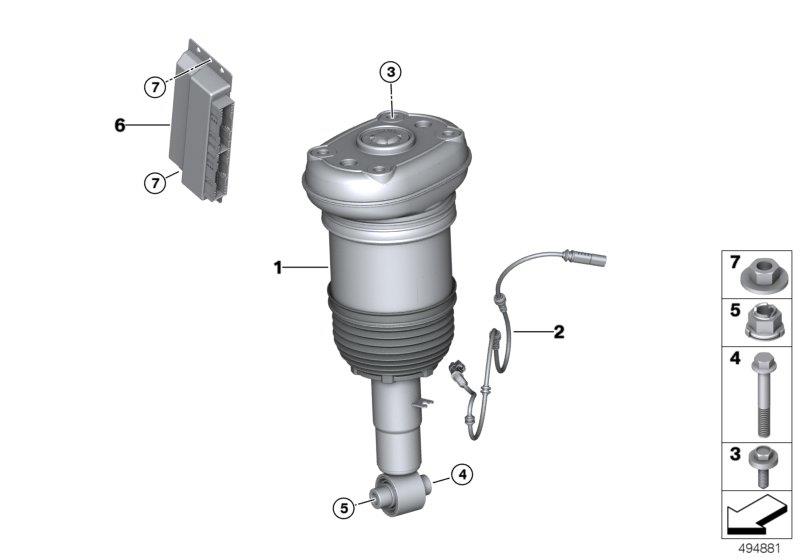 Diagram Air spring strut, rear/control units for your 2015 BMW M6   