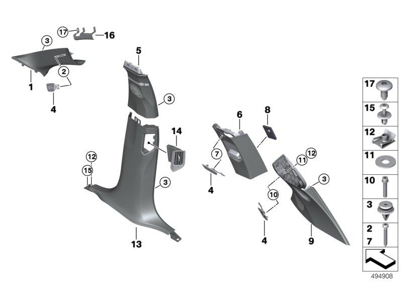 Diagram Trim panel A- / B- / C- / D-Column for your BMW