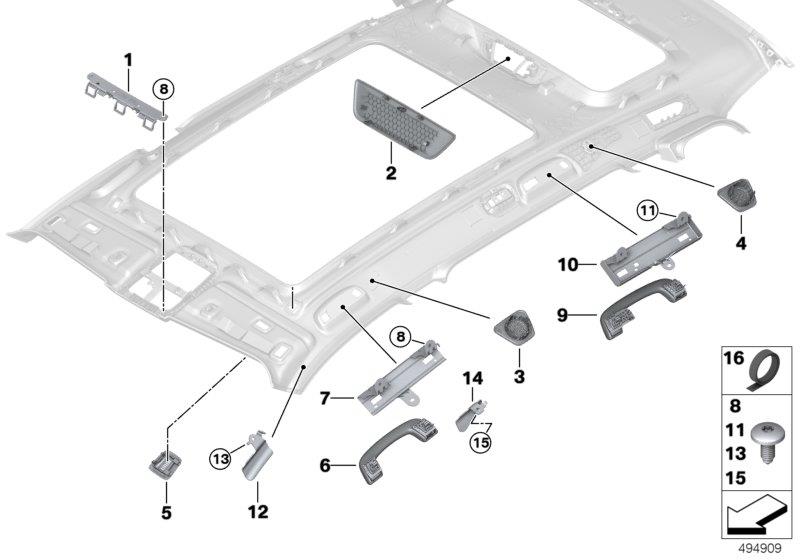 Diagram Mounting parts, roof antenna for your 2012 BMW M6   