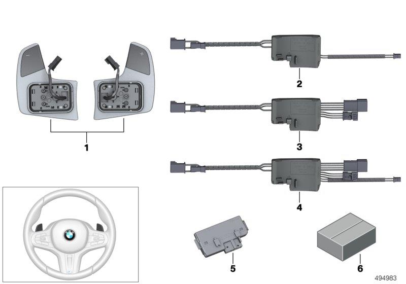 Diagram Steering wheel module and shift paddles for your BMW