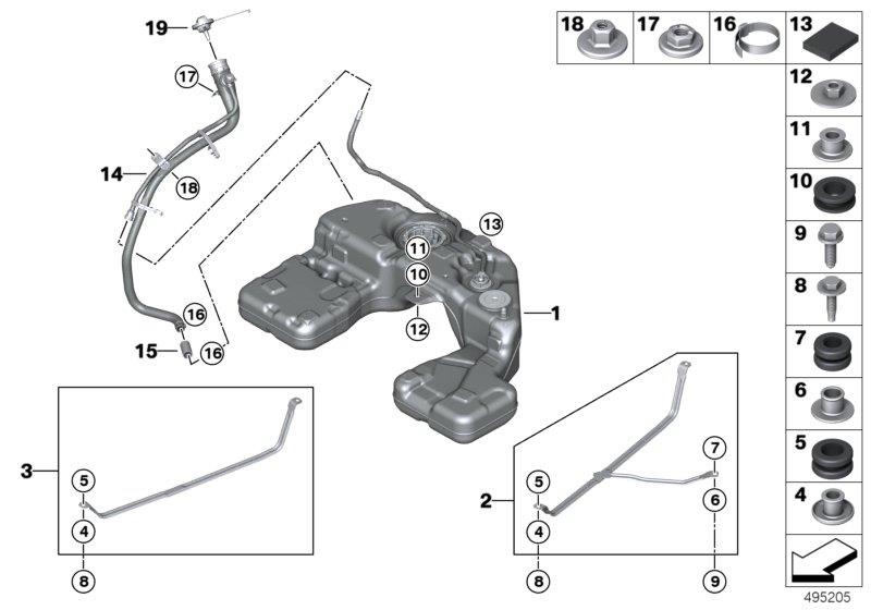 Diagram Fuel tank/mounting parts for your BMW M6  