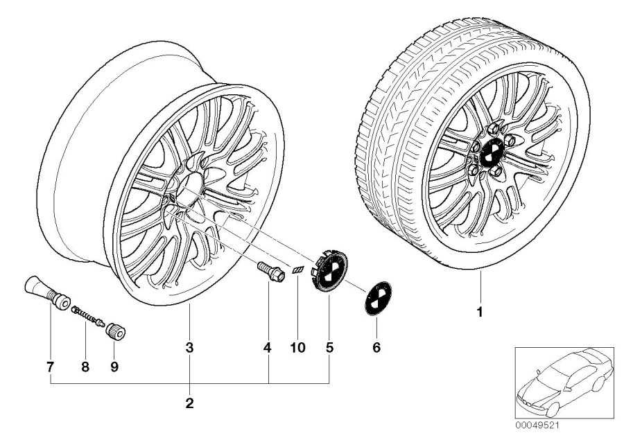 Le diagramme Jante M à doubles rayons (Styl. 67) pour votre BMW
