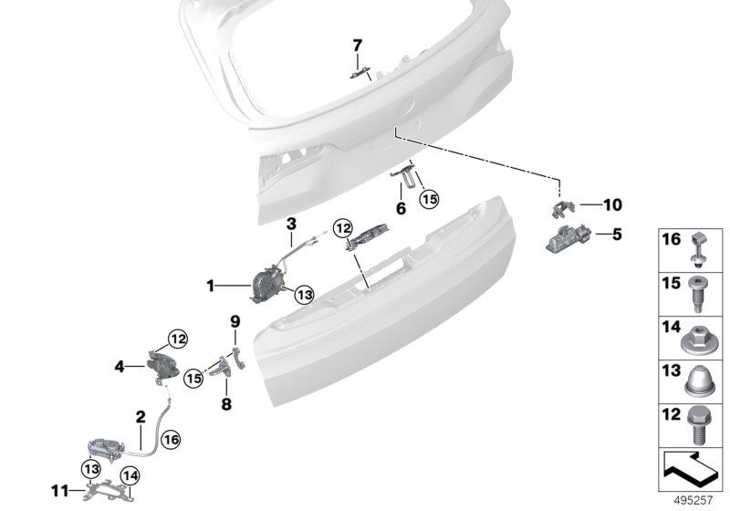 Diagram Trunk lid/closing system for your 2015 BMW M6   