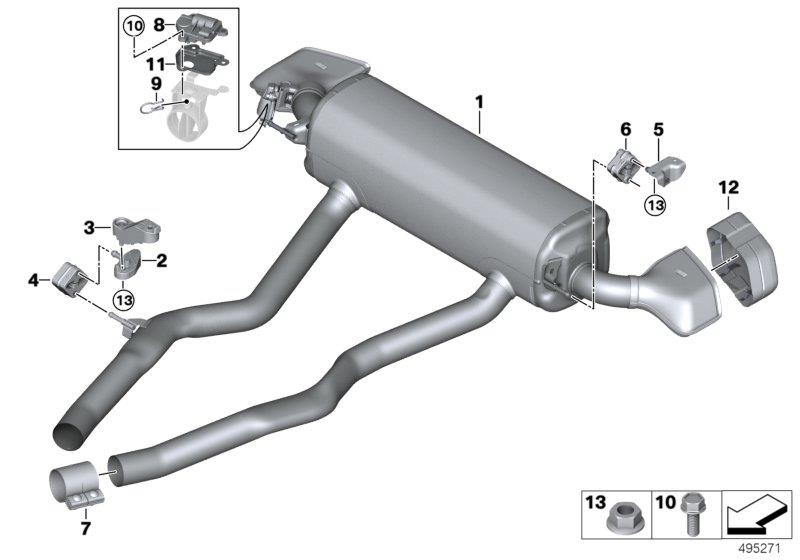 Diagram Exhaust system, rear for your 2017 BMW M6   