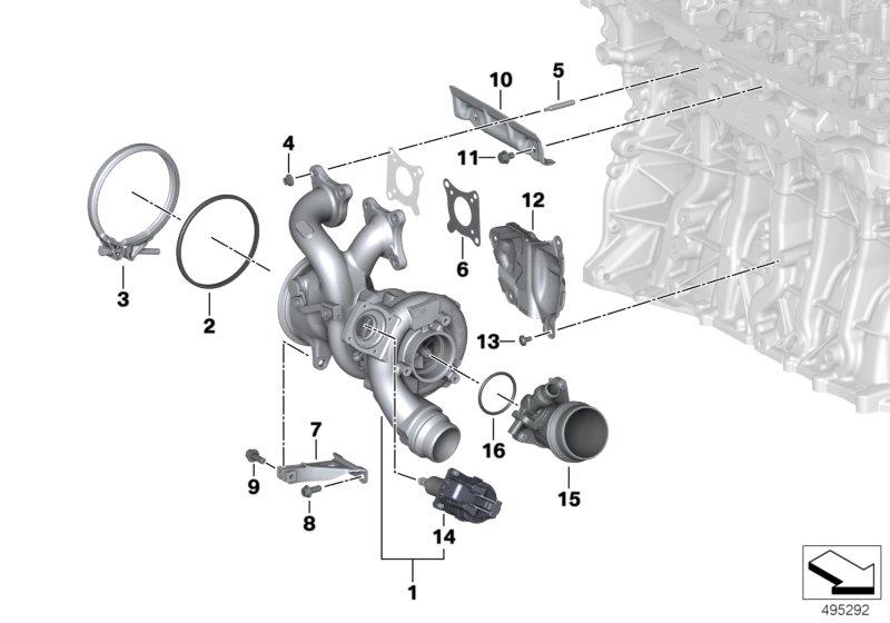 Diagram Exhaust turbocharger with lubrication for your BMW