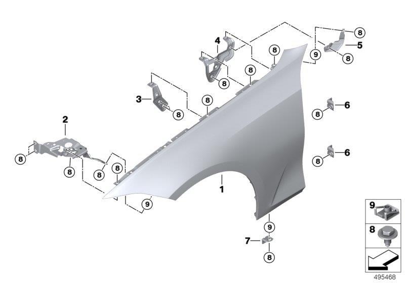 Diagram Front side panel for your BMW 330e  