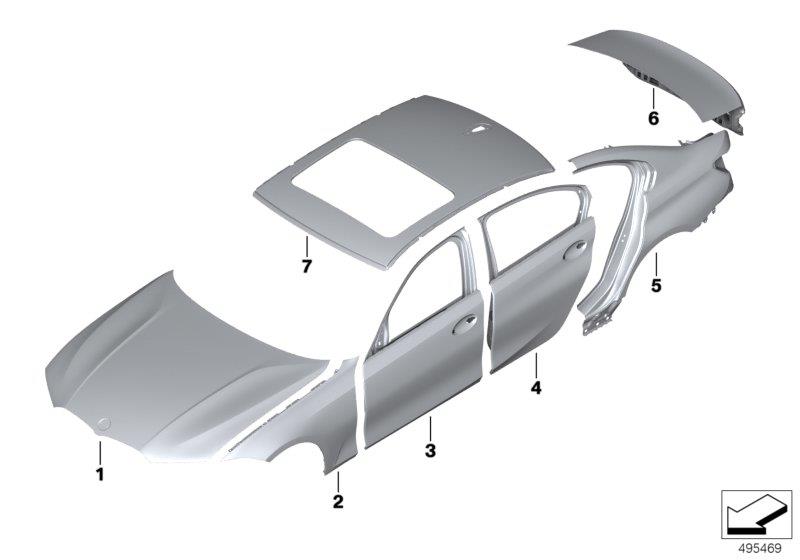 Diagram Outer panels for your 2019 BMW 330i   