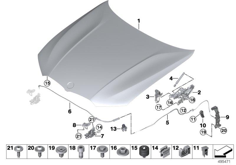 Diagram Hood / mounted parts for your 2020 BMW 330i   