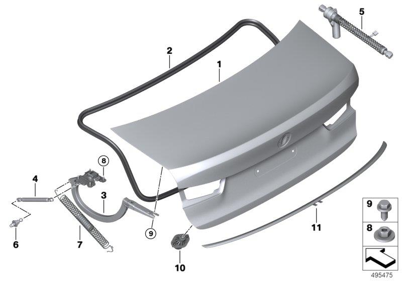 Diagram Trunk lid for your BMW 330i  