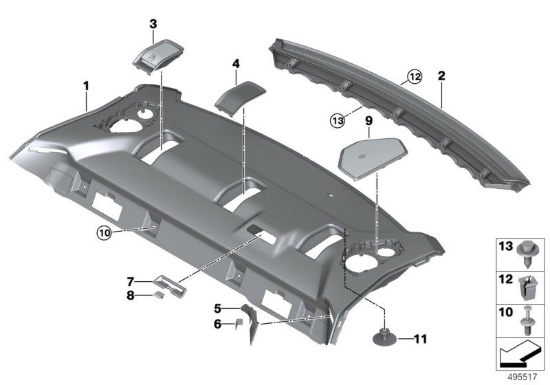 Diagram Rear window shelf for your BMW