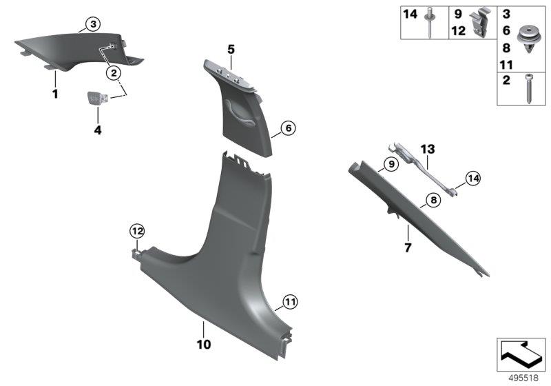 Diagram Trim panel A- / B- / C-Column for your 2018 BMW M6   