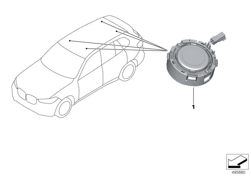 Diagram Speaker HES System roofliner for your 2012 BMW M6   