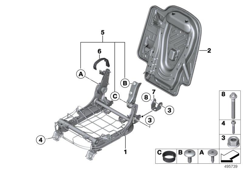 Diagram Seat, rear, seat frame, load-through for your MINI