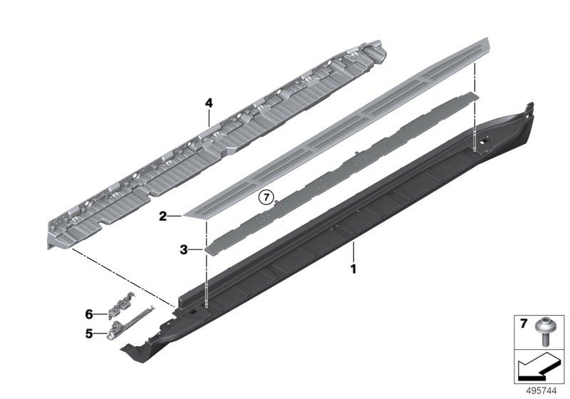 Diagram Retrofit kit, aluminium footboard for your 1988 BMW M6   