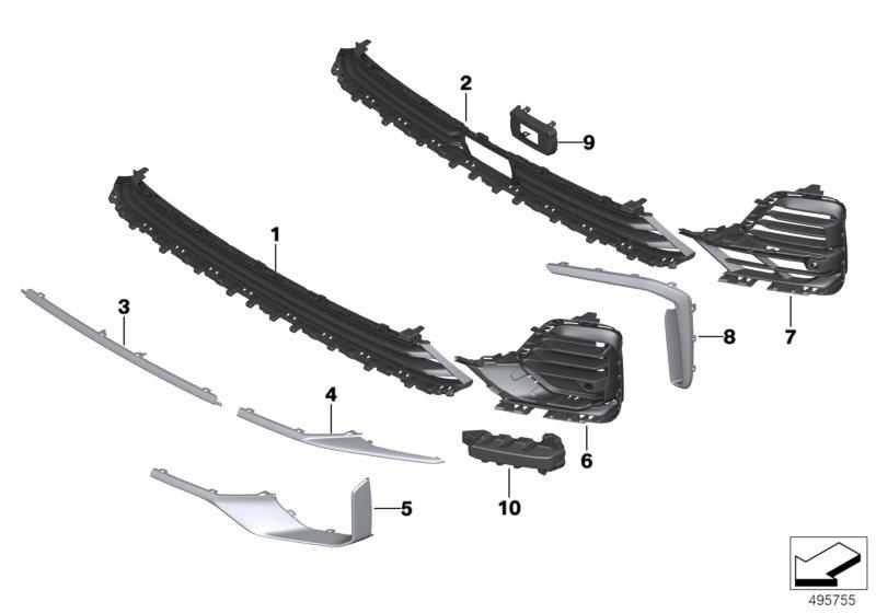 Diagram Trim, decor elements, front for your BMW