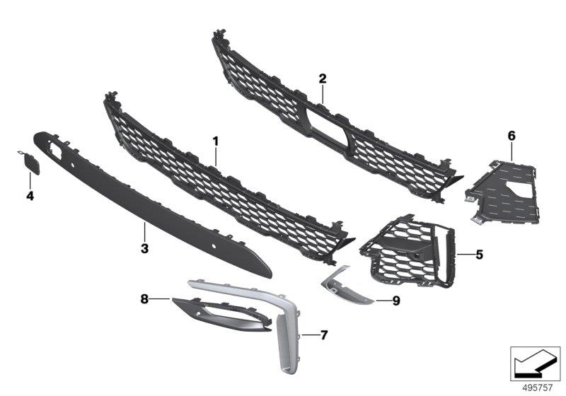 Diagram M trim decor elements, front for your 2012 BMW M6   