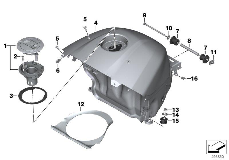 Diagram Fuel tank / mounting fittings for your 2011 BMW R1200GS Adventure   