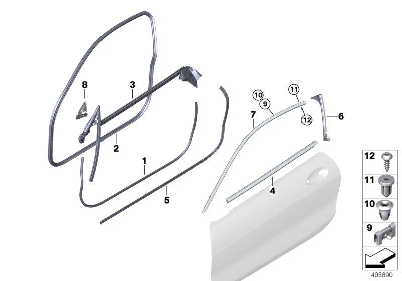 Diagram Trim and seals for door, front for your BMW M6  