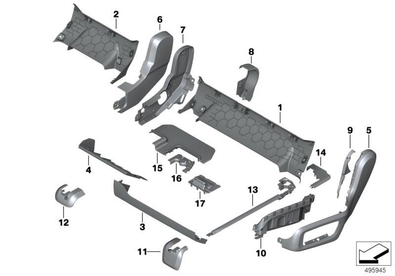 Diagram Seat, rear, seat trim covers for your 2015 BMW M6   