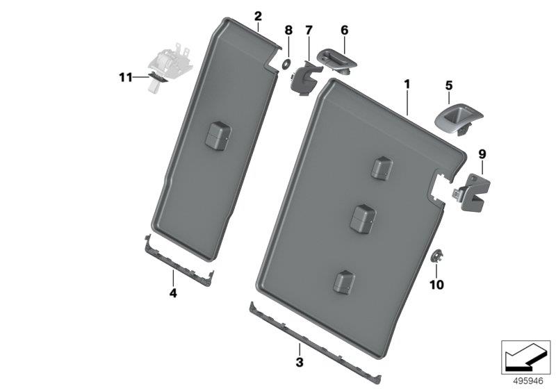 Diagram Seat, rear, backrest trim covers for your 2006 BMW M6   