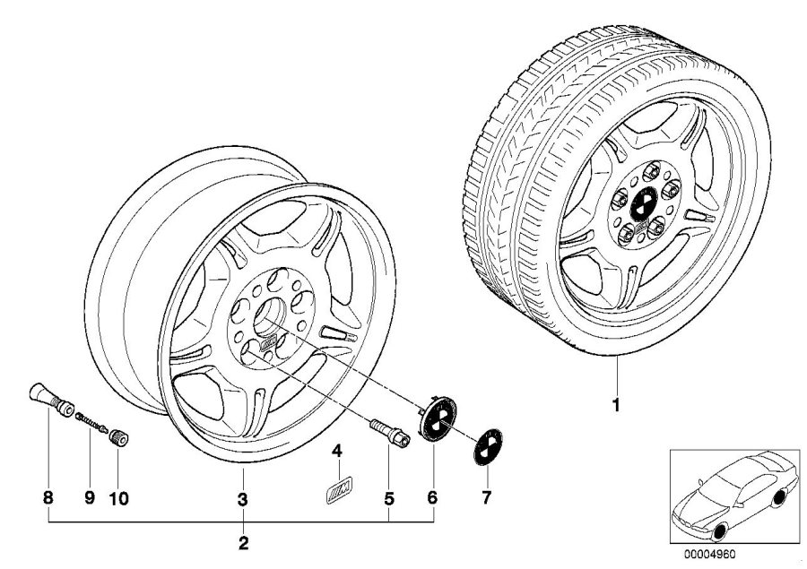 Le diagramme Jante M à doubles rayons polis (Styl.24) pour votre BMW 320i  